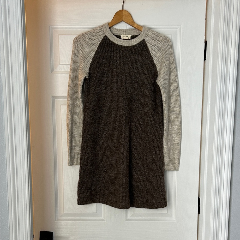 UpWest Cozy Brown and Cream Sweater Dress